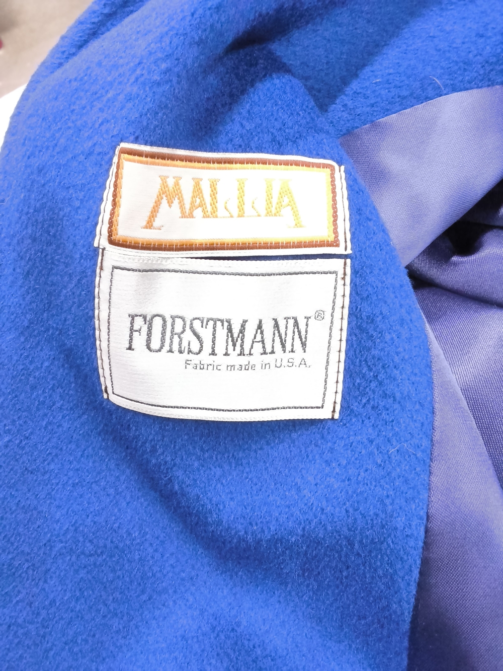 Vintage Mallia Sapphire Blue Longline Coat - Genuine Forstmann USA Wool - Picture 7 of 10